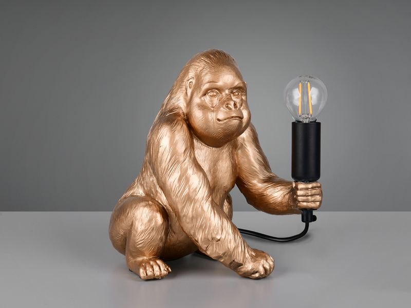 Besondere Tischleuchte KONG Affenlampe Gorilla Gold, Höhe 23cm