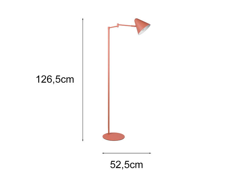 Kleine LED Stehleuchte mit Schwenkarm aus Metall Apricot, Höhe 126,5cm