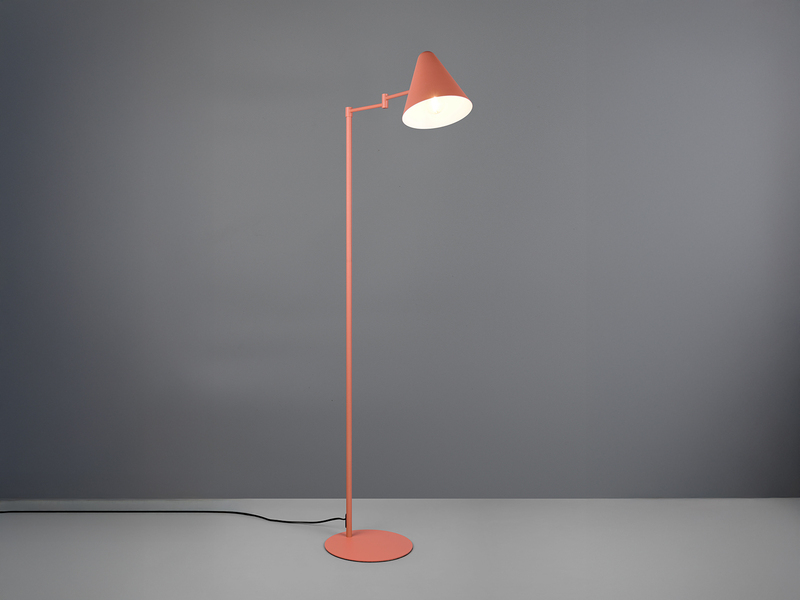 Kleine LED Stehleuchte mit Schwenkarm aus Metall Apricot, Höhe 126,5cm