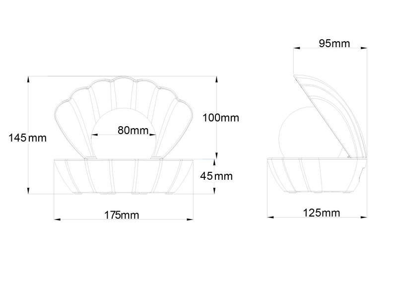 USB Muschel Tischlampe Silber Chrom mit RGB Beleuchtung, Höhe 14cm
