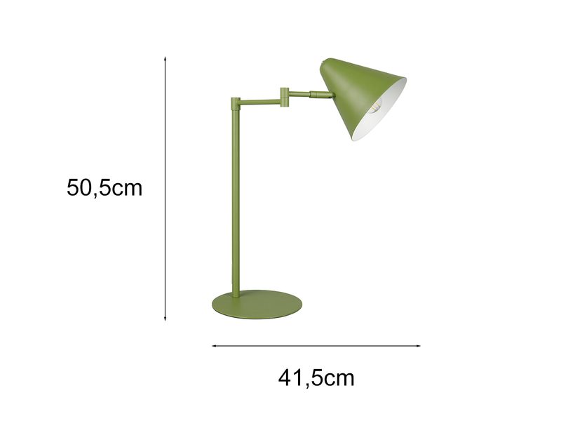 Retro LED Schreibtischleuchte mit Schwenkarm aus Metall Grün, Höhe 50,5cm
