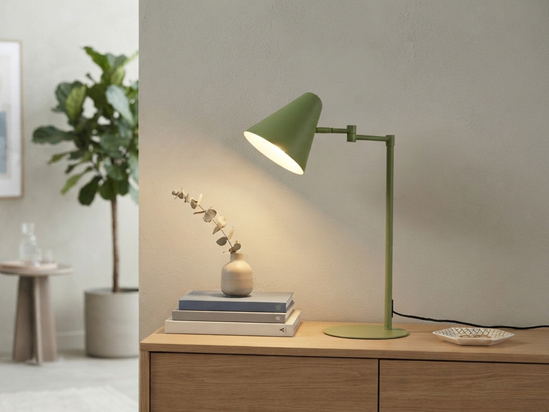 Retro LED Schreibtischleuchte mit Schwenkarm aus Metall Grün, Höhe 50,5cm