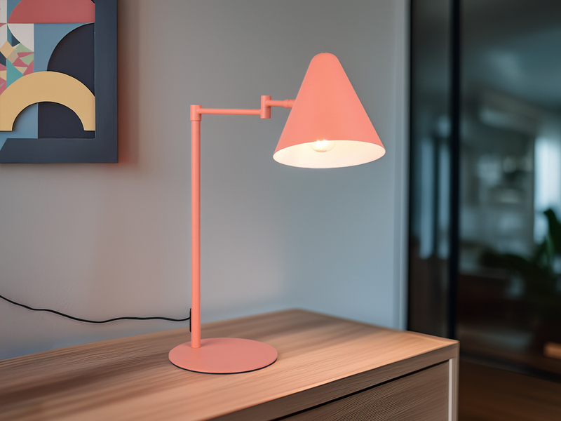 Retro LED Schreibtischleuchte mit Schwenkarm aus Metall Apricot, Höhe 50,5cm