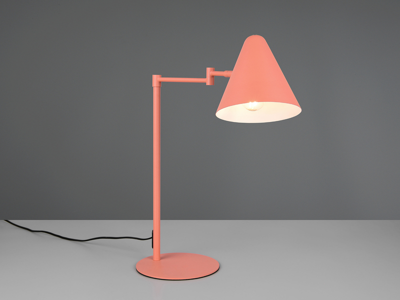 Retro LED Schreibtischleuchte mit Schwenkarm aus Metall Apricot, Höhe 50,5cm
