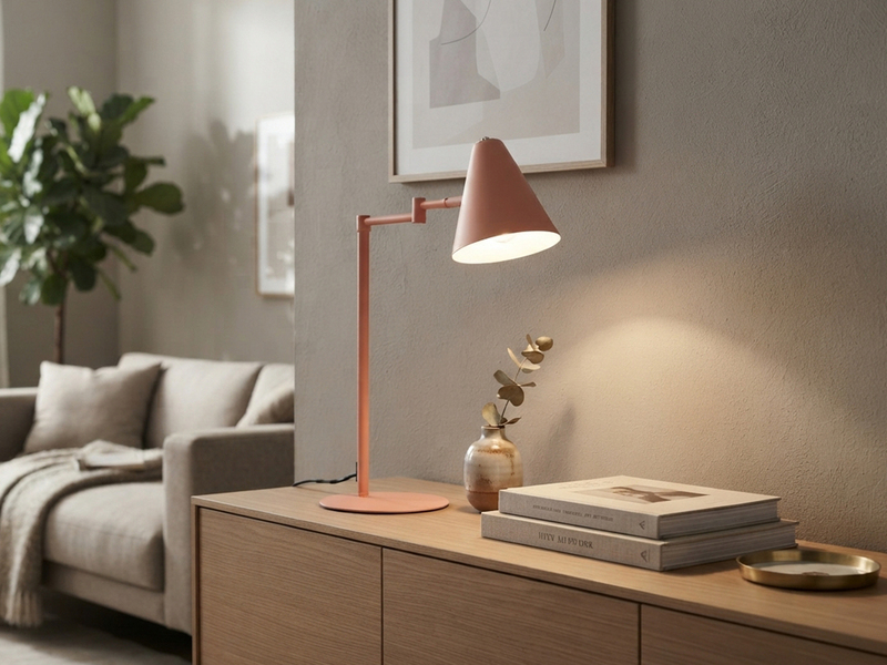 Retro LED Schreibtischleuchte mit Schwenkarm aus Metall Apricot, Höhe 50,5cm