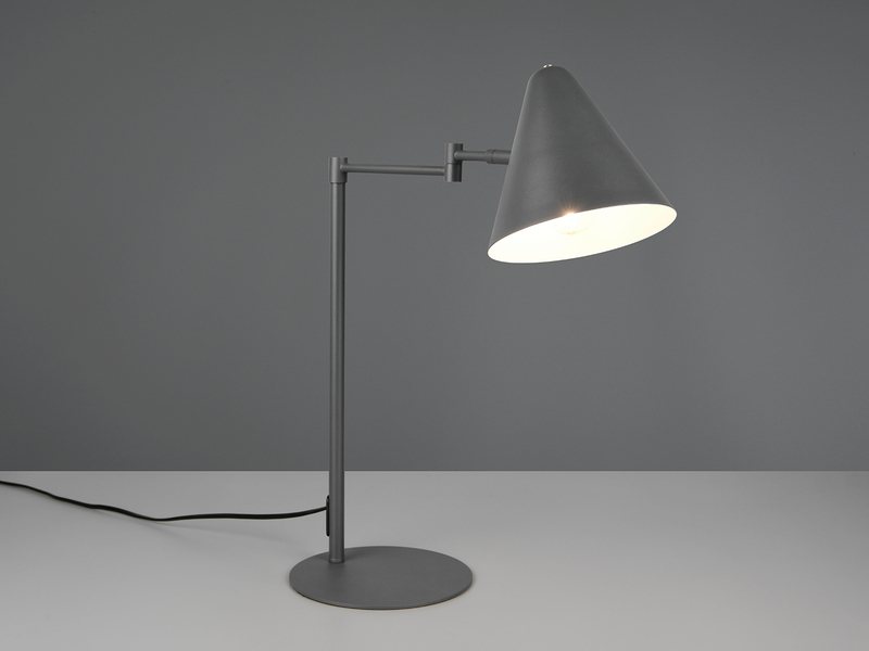 Retro LED Schreibtischleuchte mit Schwenkarm aus Metall Anthrazit, Höhe 50,5cm