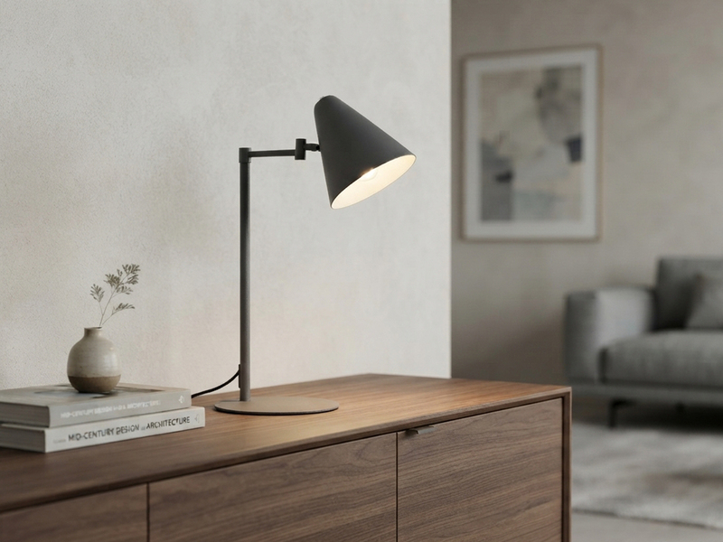 Retro LED Schreibtischleuchte mit Schwenkarm aus Metall Anthrazit, Höhe 50,5cm