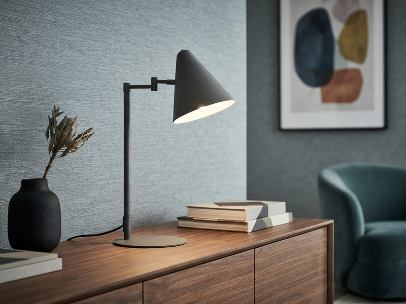 Retro LED Schreibtischleuchte mit Schwenkarm aus Metall Anthrazit, Höhe 50,5cm