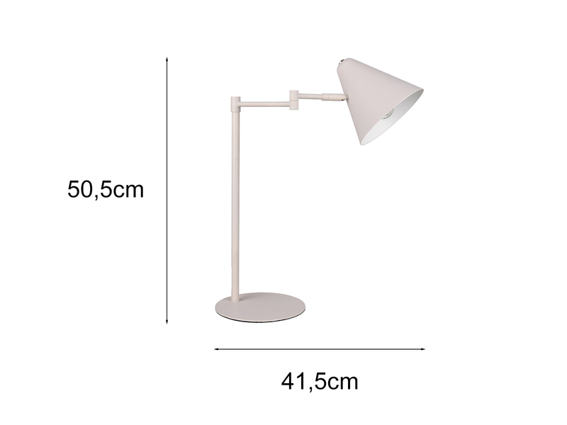 Retro LED Schreibtischleuchte mit Schwenkarm aus Metall Hellgrau, Höhe 50,5cm