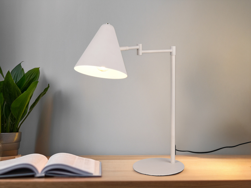 Retro LED Schreibtischleuchte mit Schwenkarm aus Metall Hellgrau, Höhe 50,5cm