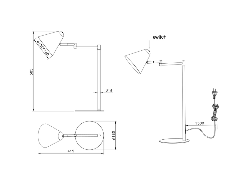 Retro LED Schreibtischleuchte mit Schwenkarm aus Metall Hellgrau, Höhe 50,5cm