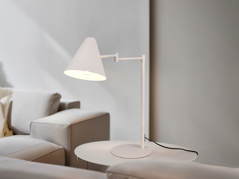 Retro LED Schreibtischleuchte mit Schwenkarm aus Metall Hellgrau, Höhe 50,5cm