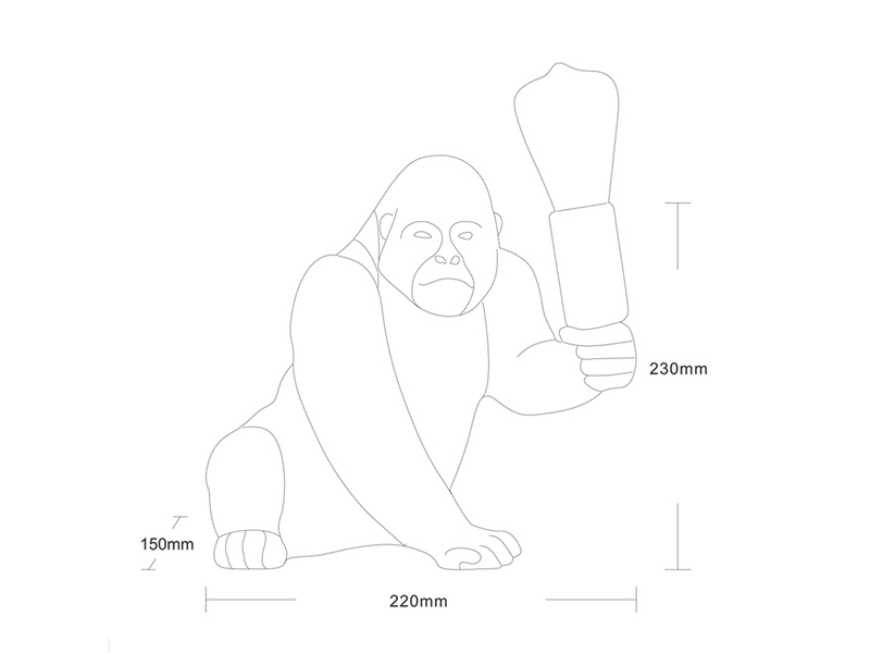 Besondere LED Tischleuchte Affenlampe Gorilla Gold, Höhe 23cm