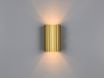 Kleine LED Wandleuchte mit Up and Down Lichteffekt, Metall Gold, Höhe 12cm