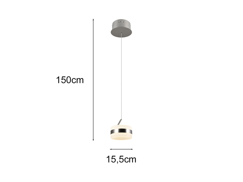 Kleine LED Pendelleuchte DIOS höhenverstellbar 1-flammig, Silber Ø 15,5cm
