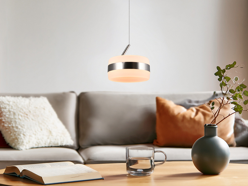 Kleine LED Pendelleuchte DIOS höhenverstellbar 1-flammig, Silber Ø 15,5cm