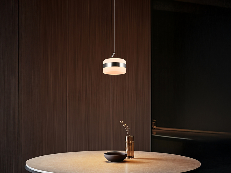 Kleine LED Pendelleuchte DIOS höhenverstellbar 1-flammig, Silber Ø 15,5cm