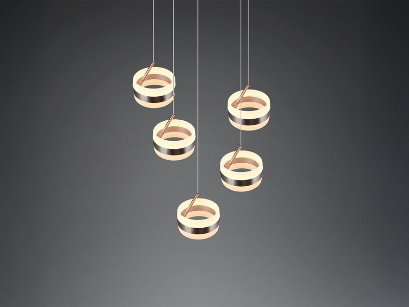 Cluster LED Pendelleuchte DIOS höhenverstellbar 5-flammig, Silber Ø 45cm