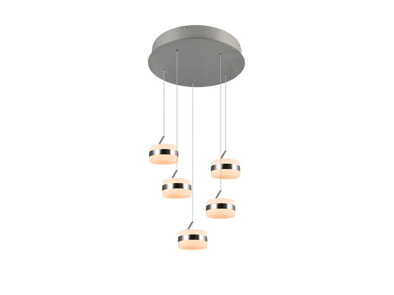 Cluster LED Pendelleuchte DIOS höhenverstellbar 5-flammig, Silber Ø 45cm