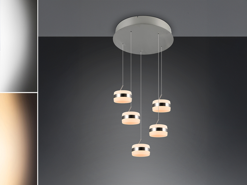 Cluster LED Pendelleuchte DIOS höhenverstellbar 5-flammig, Silber Ø 45cm