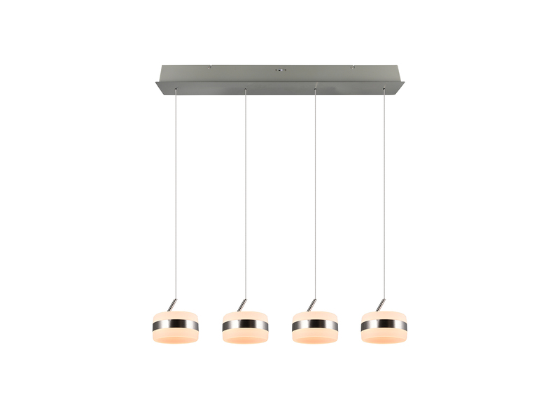 LED Pendelleuchte DIOS höhenverstellbar 4-flammig, Silber, Breite 85cm