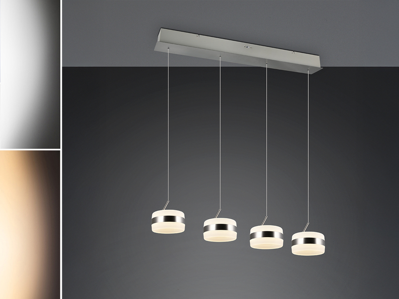LED Pendelleuchte DIOS höhenverstellbar 4-flammig, Silber, Breite 85cm