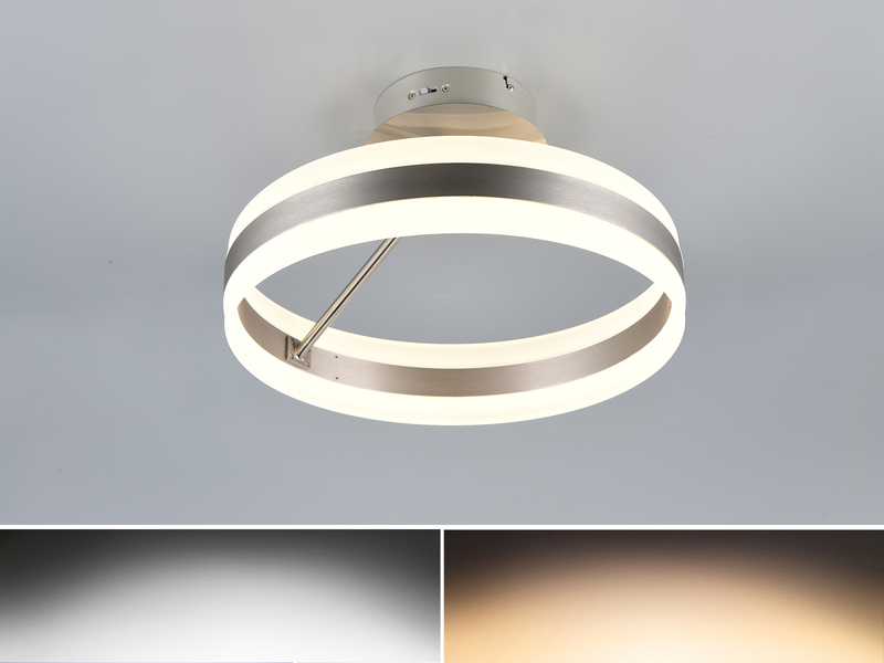 LED Deckenleuchte DIOS dimmbar, Lichttemperatur einstellbar, Silber Ø 40cm