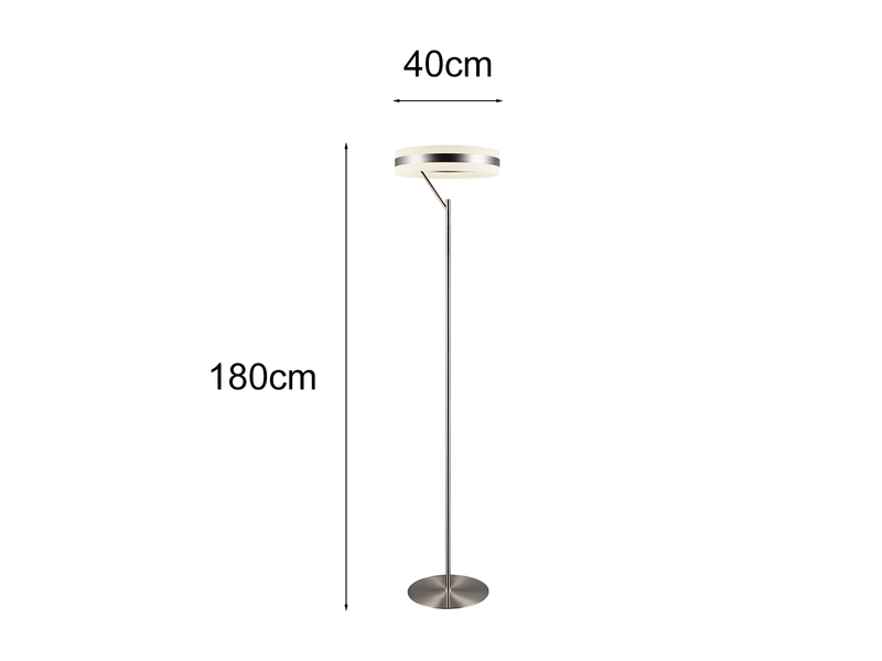 LED Stehlampe DIOS dimmbar, Lichttemperatur einstellbar, Silber, Höhe 180cm