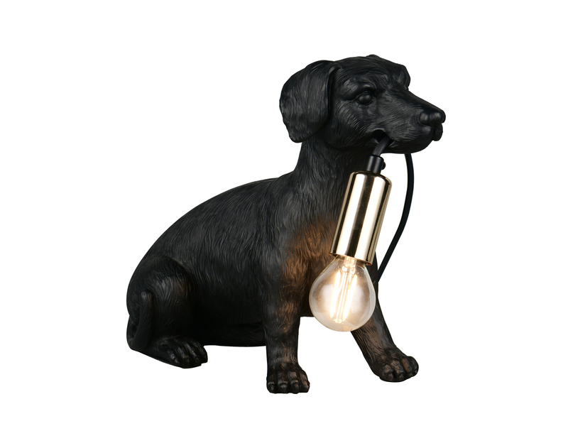 Witzige LED Tischleuchte besondere Hundelampe Schwarz, Höhe 23,5cm