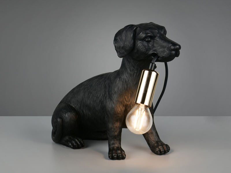 Witzige LED Tischleuchte besondere Hundelampe Schwarz, Höhe 23,5cm