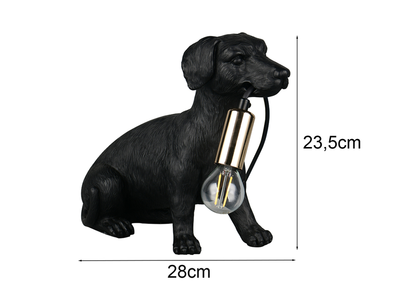 Witzige LED Tischleuchte besondere Hundelampe Schwarz, Höhe 23,5cm