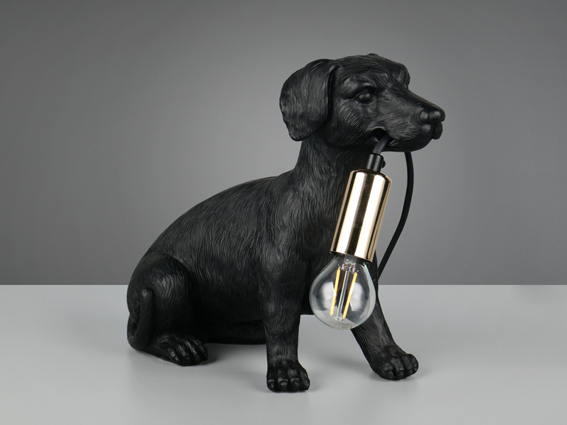 Witzige LED Tischleuchte besondere Hundelampe Schwarz, Höhe 23,5cm
