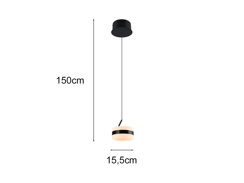 Kleine LED Pendelleuchte DIOS höhenverstellbar 1-flammig, Schwarz Ø 15,5cm