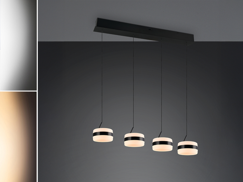 LED Pendelleuchte DIOS höhenverstellbar 4-flammig, Schwarz, Breite 85cm