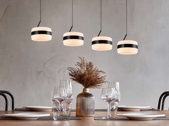 LED Pendelleuchte DIOS höhenverstellbar 4-flammig, Schwarz, Breite 85cm