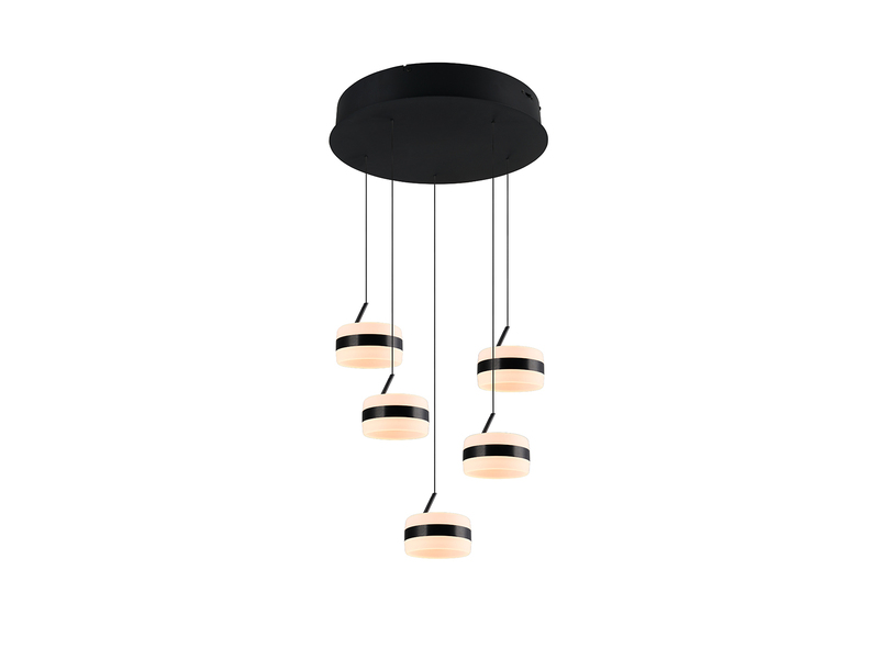 Cluster LED Pendelleuchte DIOS höhenverstellbar 5-flammig, Schwarz Ø 45cm