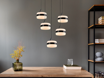 Cluster LED Pendelleuchte DIOS höhenverstellbar 5-flammig, Schwarz Ø 45cm