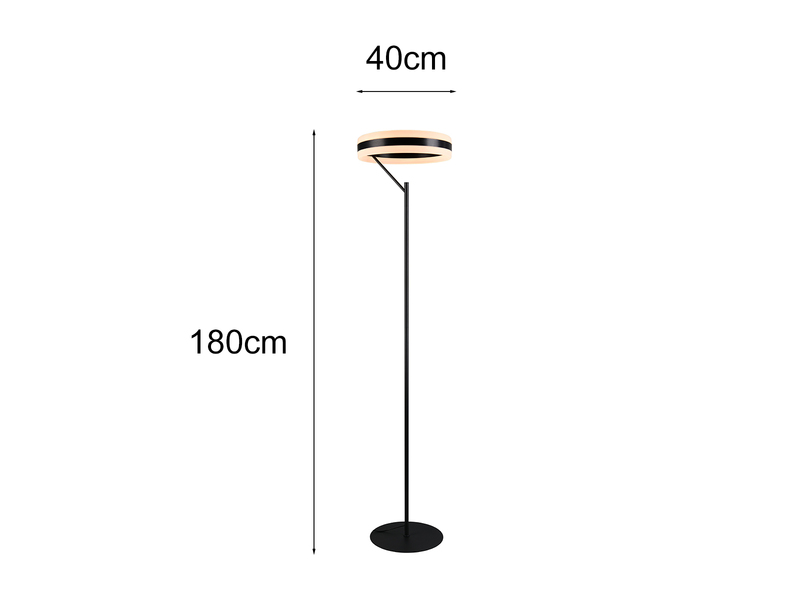 LED Stehlampe DIOS dimmbar, Lichttemperatur einstellbar, Schwarz, Höhe 180cm