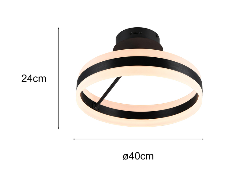 LED Deckenleuchte DIOS dimmbar, Lichttemperatur einstellbar, Schwarz Ø 40cm