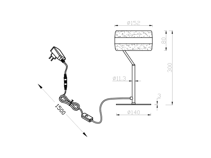 2er Set moderne LED Tischlampen dimmbar, Schwarz, Höhe 30cm