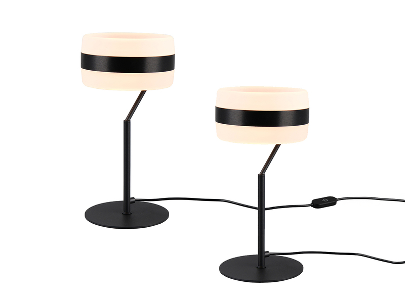 2er Set moderne LED Tischlampen dimmbar, Schwarz, Höhe 30cm