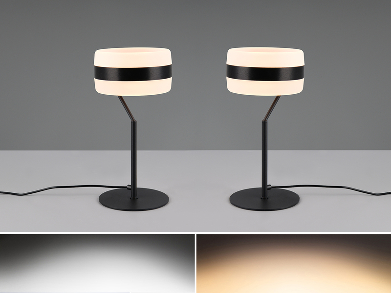 2er Set moderne LED Tischlampen dimmbar, Schwarz, Höhe 30cm