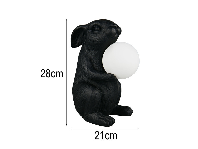 Besondere Tischleuchte RABBIT Hasenlampe Schwarz, Höhe 28cm