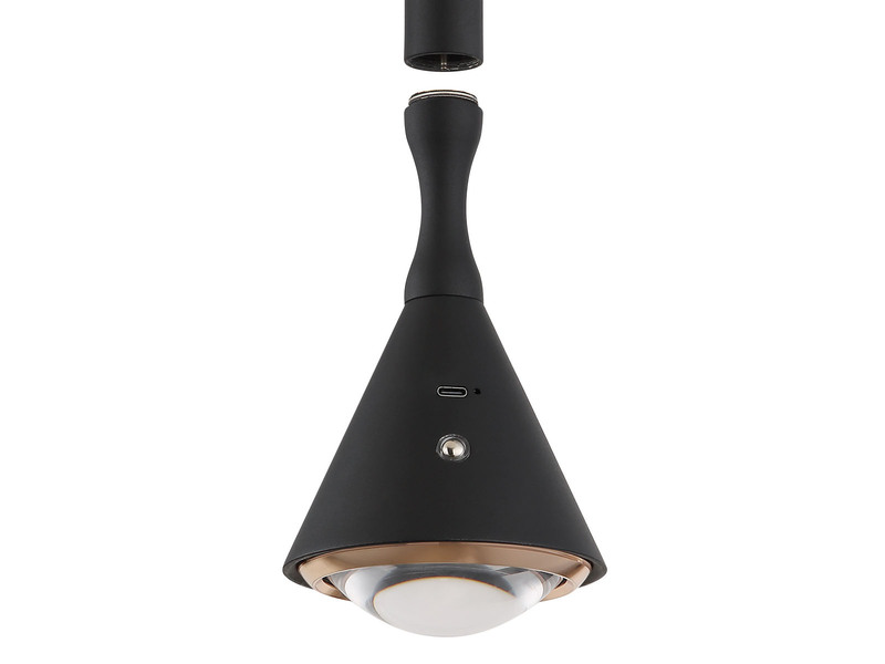 Akku Hängelampe Schwarz dimmbar & Tageslicht, höhenverstellbar, Ø 10cm