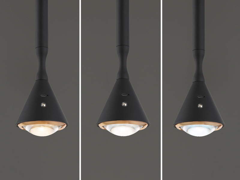 Akku Hängelampe Schwarz dimmbar & Tageslicht, höhenverstellbar, Ø 10cm