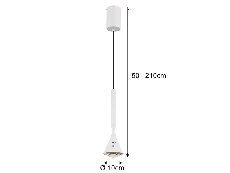 Akku Hängelampe Weiß dimmbar & Tageslicht, höhenverstellbar, Ø 10cm