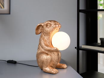 Besondere Tischleuchte RABBIT Hasenlampe Gold, Höhe 28cm