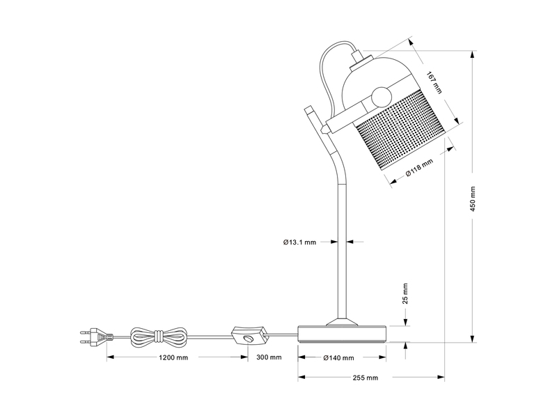 Retro LED Schreibtischlampe schwenkbar aus Metall Schwarz Gold, Höhe 45cm