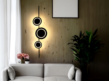 Große LED Wandleuchte PLANETARIUM Aluminium in Schwarz, Höhe 120cm