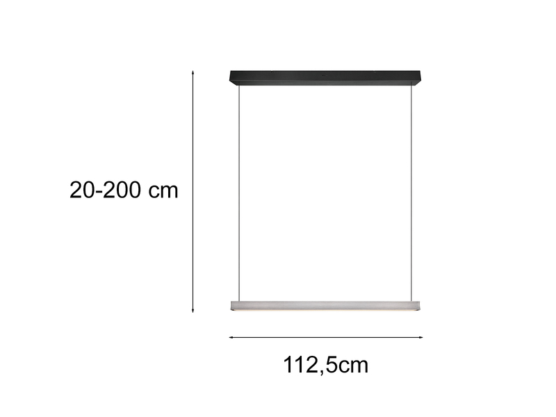 LED Pendelleuchte WALLACE dimmbar & höhenverstellbar, Schwarz Silber, B: 112,5cm